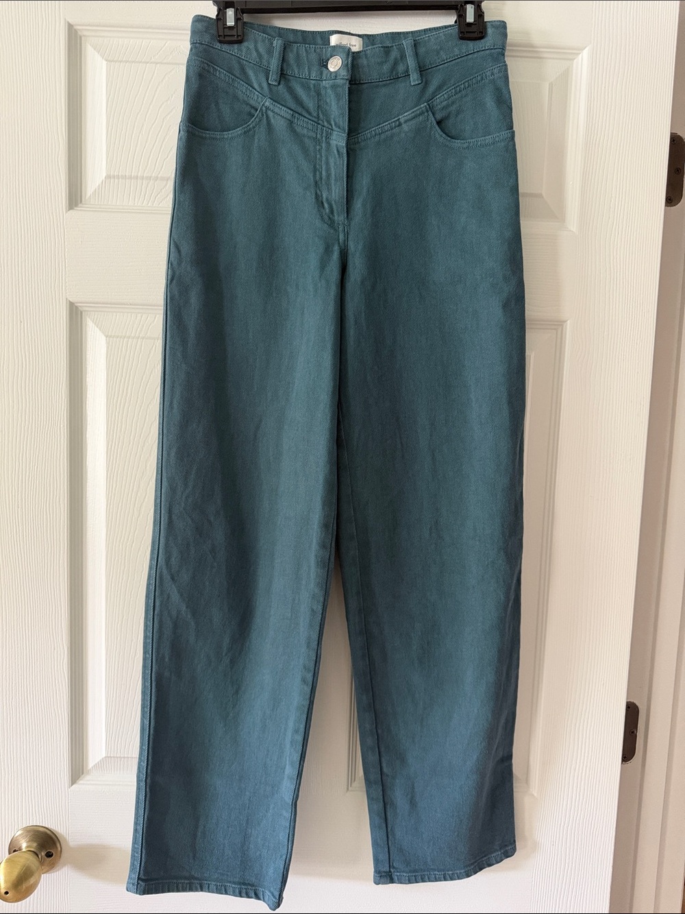 Wilfred Free Aritzia High Rise Wide Leg Marine Pants Teal Blue Women's Size 4